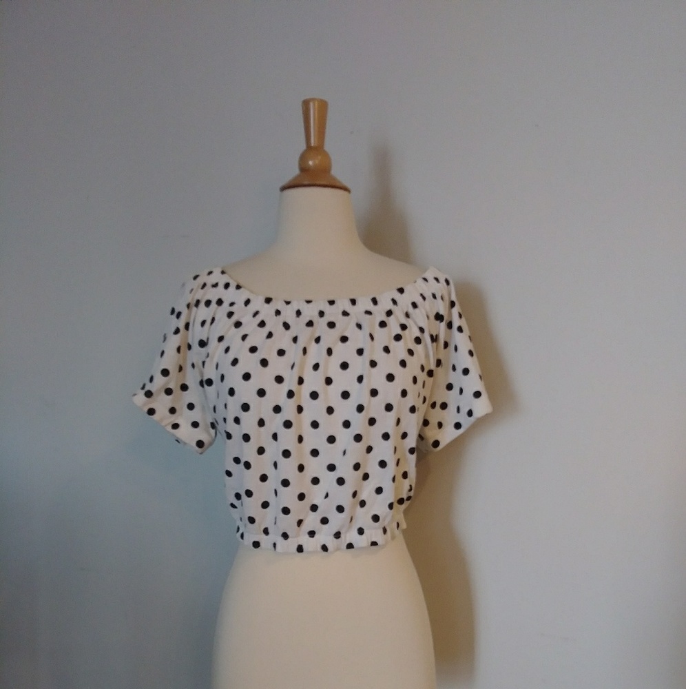 ❌sold❌ Cherry Stix Ltd Polka Dot Peasant Crop Top - Picture 3 of 5